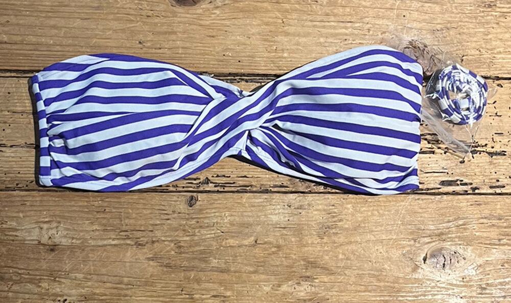 Arizona Womens Size M Purple White Stripes Strapless Bikini Top With Straps NWOT